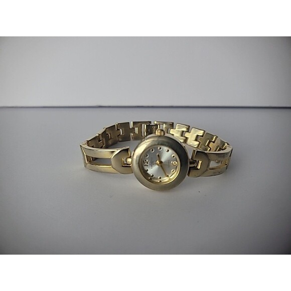 Vintage Express LA Gold Tone Wristwatch Watch Metal Gold Tone Band Clasp - Picture 9 of 11